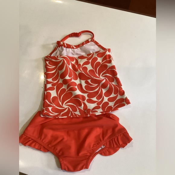 OSHKOSH BABY ORANGE AND WHITE HALTER BIKINI SWIMSUIT SZ.24M - Picture 6 of 9
